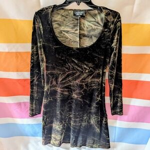 Vintage Laundry Shelli Segal Velvet Dress Green Black Skater Dark Acadamia 90s S
